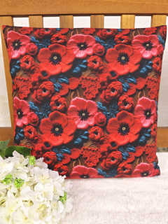 Povlak na polštář 40 x 40 cm – Vlčí máky 3D | Ruční výroba z bavlny